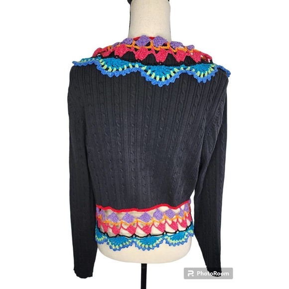 Muchael Simon Y2K Rainbow Crochet Floral Open Cardigan Size… - Picture 4 of 13